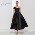 Ankle-length Satin Lace Sheath Pleat One Shoulder Evening Gowns